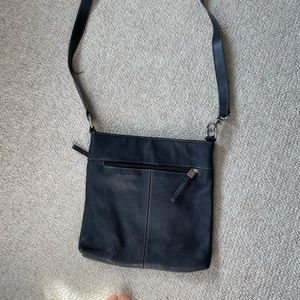 Black leather cross-body